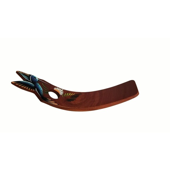 COSTA RICA Wine Bottle Holder 12" Handpainted Hummingbird Flower Wood Balancing - Picture 8 of 8